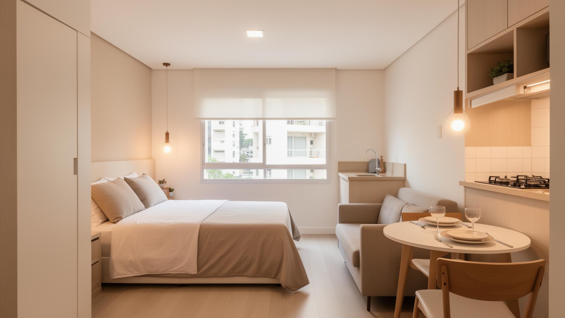 Studio decorado de 32 m²